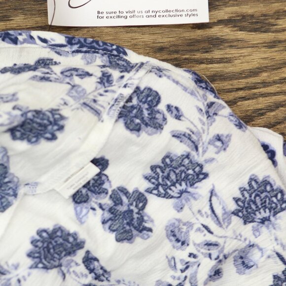 NWT Ny Collection Petites Crinkle Tiered Maxi Dress PCOD0984 Blue / White PL - Picture 5 of 5